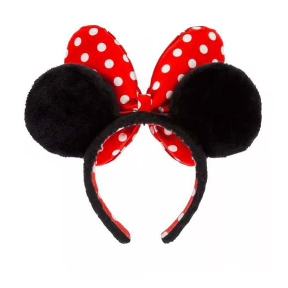 Disney world Polka Dot Minnie Style Ear Headband - Red & White Bow NWT - Picture 2 of 3